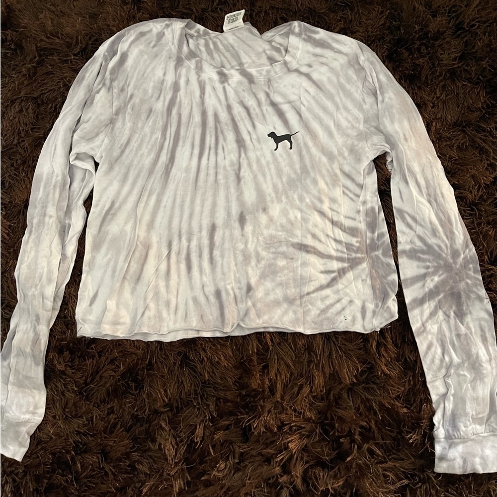 VS Pink gray tie dye cropped longsleeve